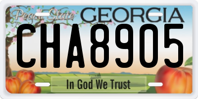 GA license plate CHA8905