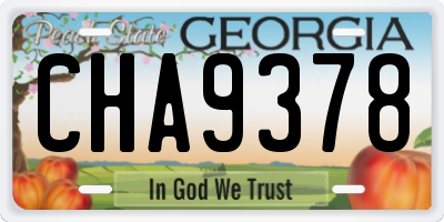 GA license plate CHA9378