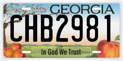 GA license plate CHB2981