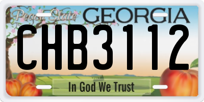 GA license plate CHB3112