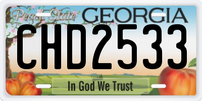 GA license plate CHD2533