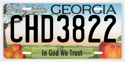 GA license plate CHD3822