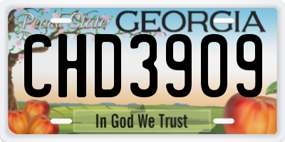 GA license plate CHD3909