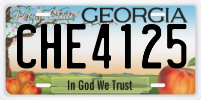 GA license plate CHE4125
