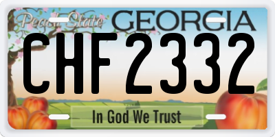 GA license plate CHF2332