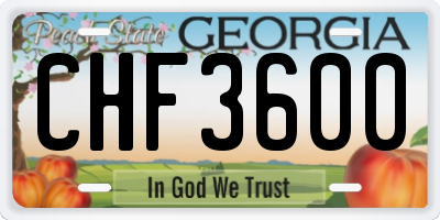 GA license plate CHF3600