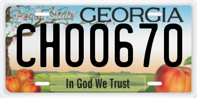 GA license plate CHO0670