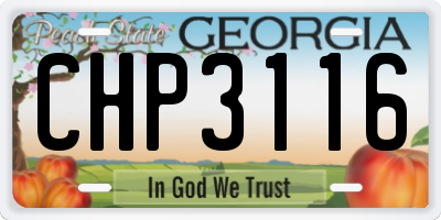 GA license plate CHP3116