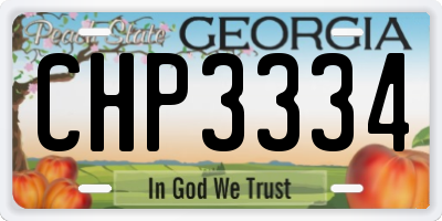 GA license plate CHP3334