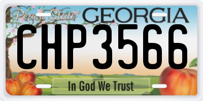 GA license plate CHP3566