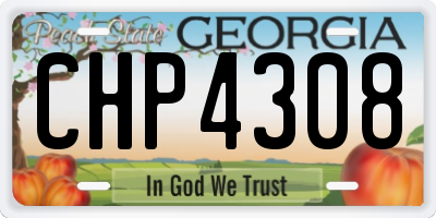 GA license plate CHP4308