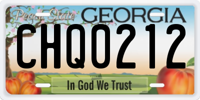 GA license plate CHQ0212