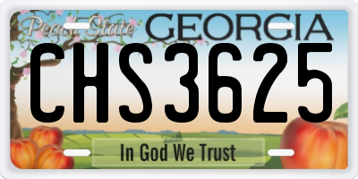 GA license plate CHS3625