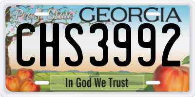 GA license plate CHS3992