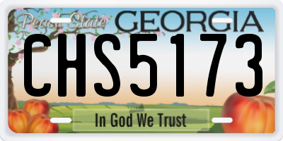 GA license plate CHS5173