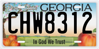 GA license plate CHW8312