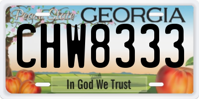 GA license plate CHW8333