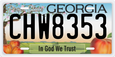 GA license plate CHW8353