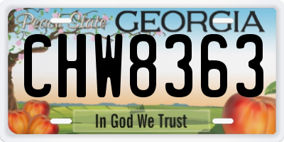 GA license plate CHW8363