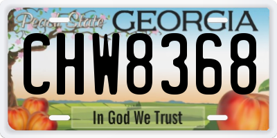 GA license plate CHW8368