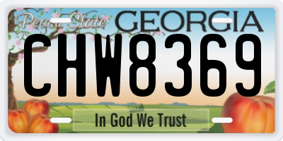 GA license plate CHW8369