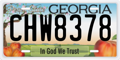GA license plate CHW8378