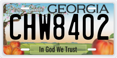 GA license plate CHW8402