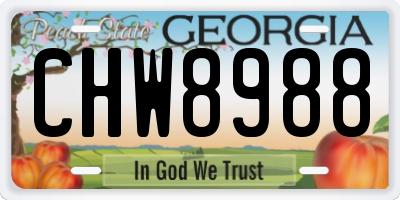 GA license plate CHW8988