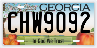 GA license plate CHW9092