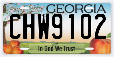 GA license plate CHW9102