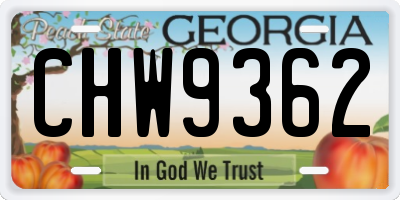 GA license plate CHW9362