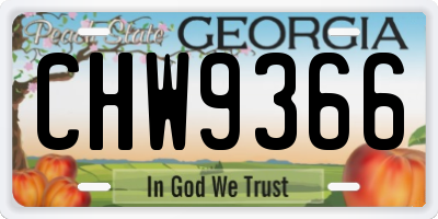 GA license plate CHW9366