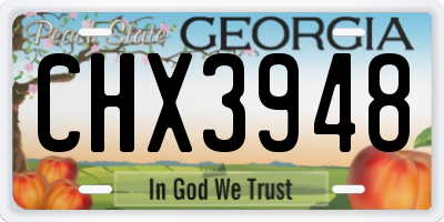 GA license plate CHX3948