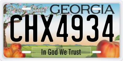GA license plate CHX4934