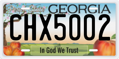 GA license plate CHX5002