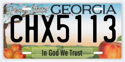 GA license plate CHX5113