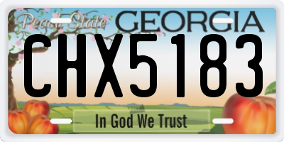 GA license plate CHX5183