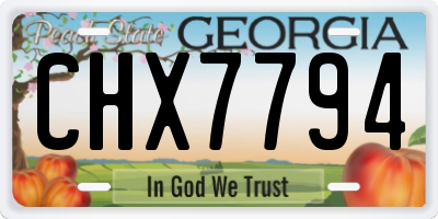 GA license plate CHX7794