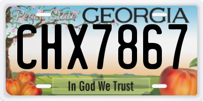 GA license plate CHX7867