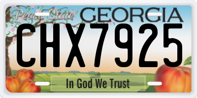 GA license plate CHX7925