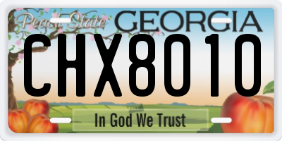GA license plate CHX8010