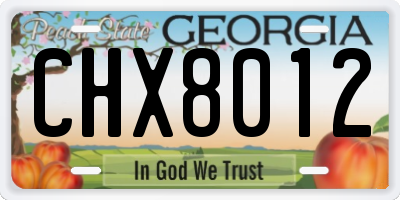 GA license plate CHX8012