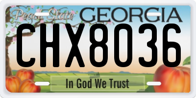 GA license plate CHX8036