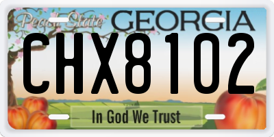 GA license plate CHX8102