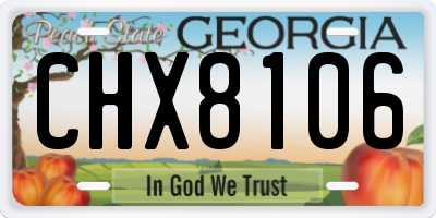 GA license plate CHX8106