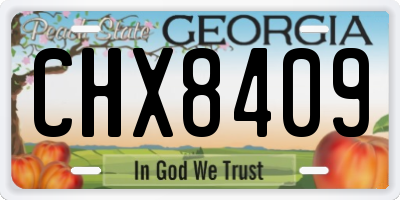 GA license plate CHX8409