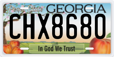 GA license plate CHX8680