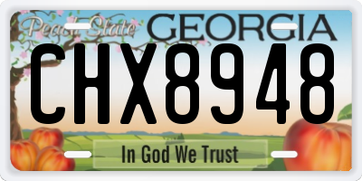 GA license plate CHX8948