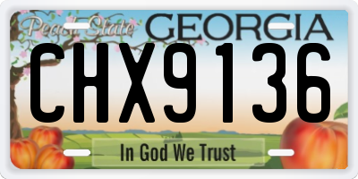GA license plate CHX9136