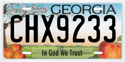 GA license plate CHX9233